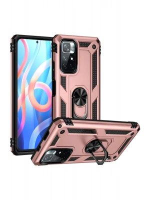 Newface Xiaomi Redmi Note 11T Kılıf Sofya Yüzüklü Silikon Kapak - Rose