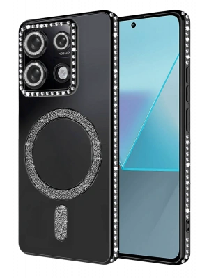 Newface Xiaomi Redmi Note 13 Pro 4G Joke Simli Magneticsafe Kılıf - Siyah