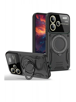 Newface Xiaomi Redmi Note 13 Pro Plus Joy Lens Standlı Kapak - Siyah