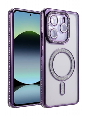 Newface Xiaomi Redmi Note 14 4G Joke Simli Magneticsafe Kılıf - Derin Mor