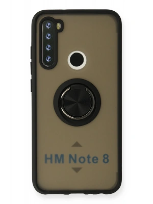 Newface Xiaomi Redmi Note 8 Kılıf Montreal Yüzüklü Silikon Kapak - Siyah