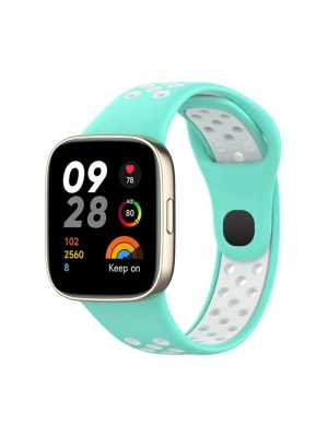 Newface Xiaomi Redmi Watch 3 Spor Delikli Kordon - Turkuaz-Beyaz