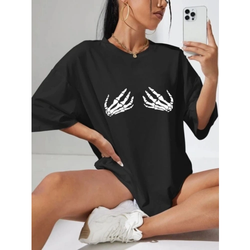 Baskılı T-shirt - Siyah