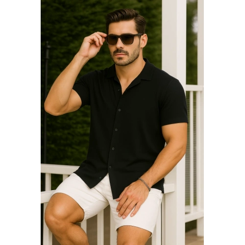 Erkek Kısa Kollu örme Kumaş Pamuklu Gömlek