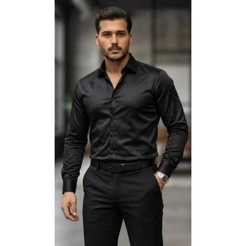 Erkek Saten Klasik Gömlek