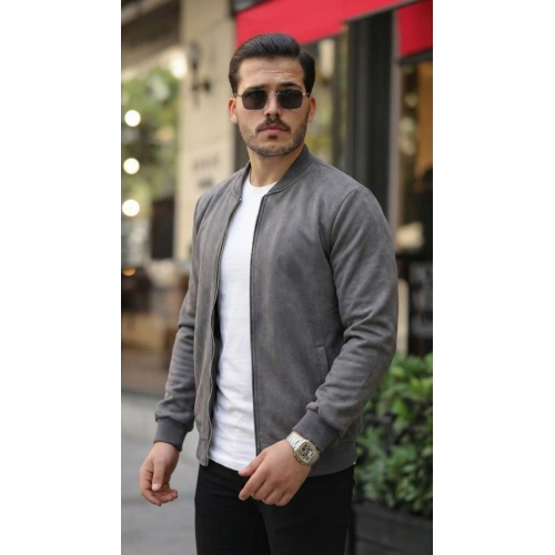 Erkek Scuba Süet Kumaş Bomber Hırka