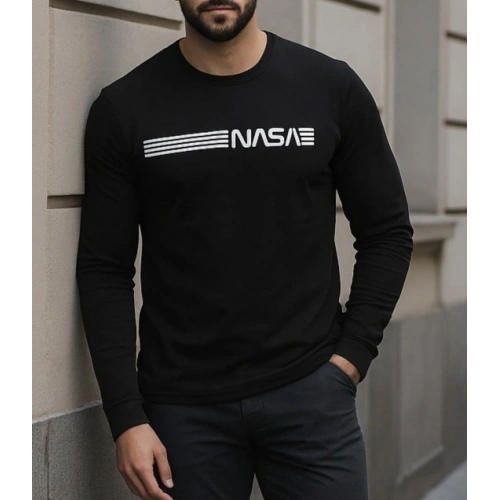 Erkek Uzun Kollu Bisiklet Yaka Viskon Sweat