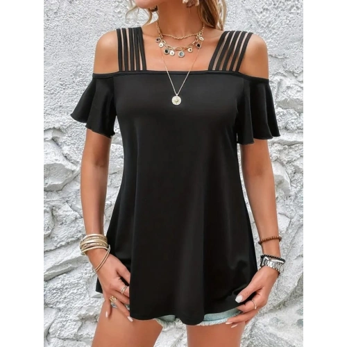 Kadın Kısa Kollu Beş Askılı Viskon Bluz