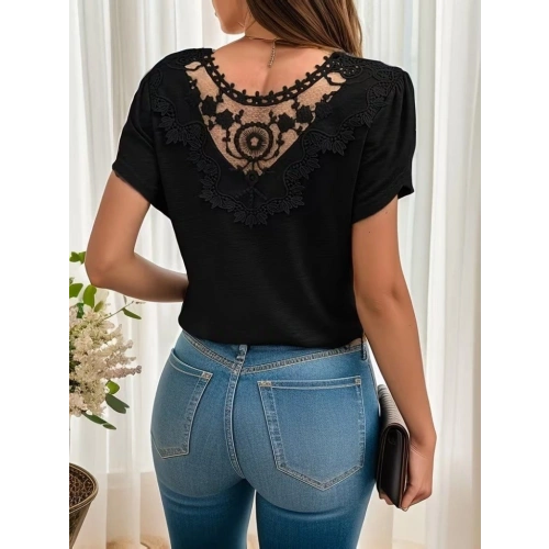 Kadın Kısa Kollu V Yakalı Viskon Bluz