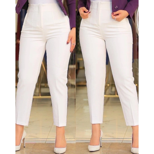 Kadın üste Oturan Paçası Bilek üzerinde Biten Atlas Kumaş Pantolon 36 (S) - 50 (5XL)