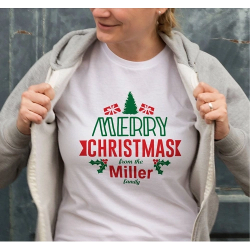 MERRY CHRISTMAS From The Miller Baskılı T-shirt - Beyaz