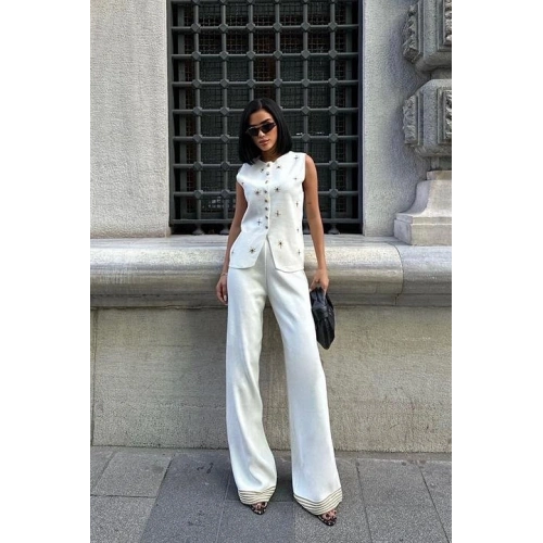 Paulo Gold Düğmeli Yelek Pantolon Takım 9976