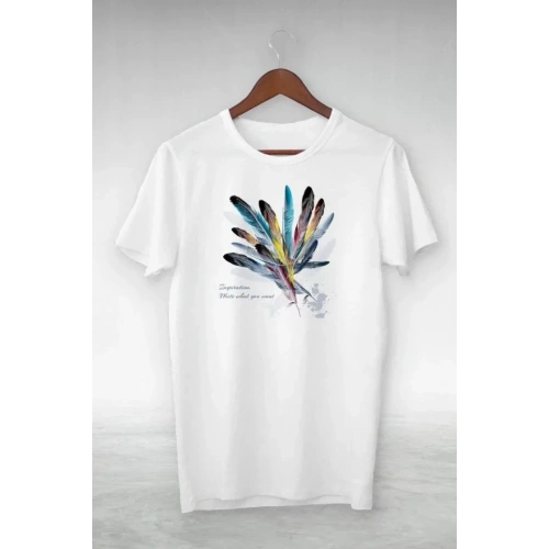 Unisex Baskılı Oversize T-Shirt - Beyaz