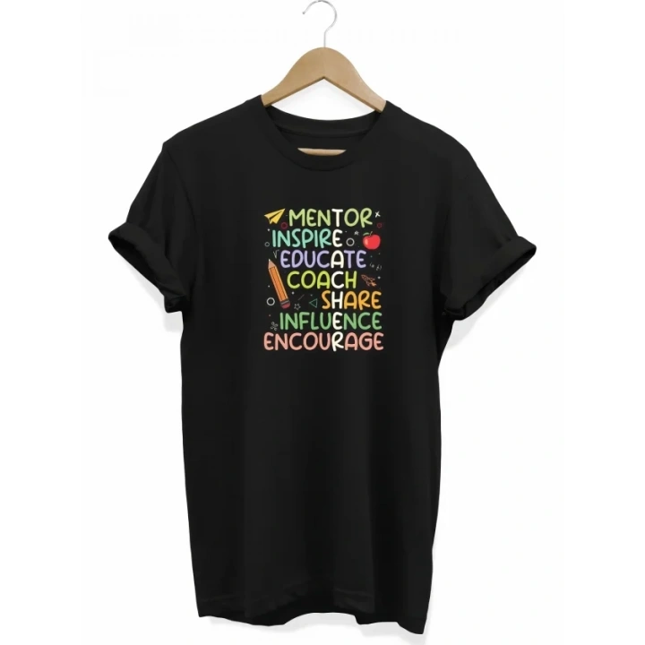 24 Kasım Öğretmenler Günü Hediye Temalı Oversize Bisiklet Yaka T-shirt - Siyah