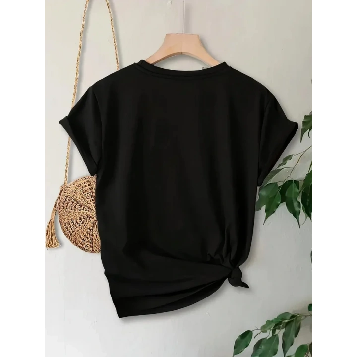 Anneler Günü Hediye Anne Temalı Baskılı Oversize Bisiklet Yaka T-shirt - Siyah
