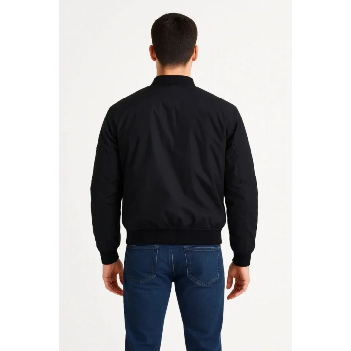 Arka Bomber Ceket - Siyah