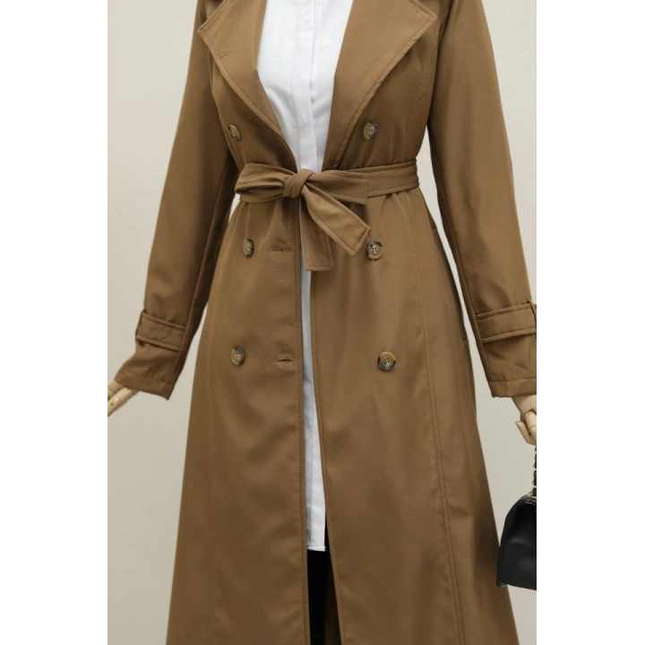 Astarlı Kemerli Trenckot -Taba
