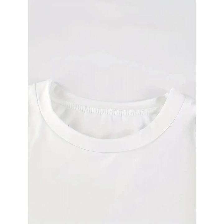 Baskılı Oversize Bisiklet Yaka T-shirt - Beyaz