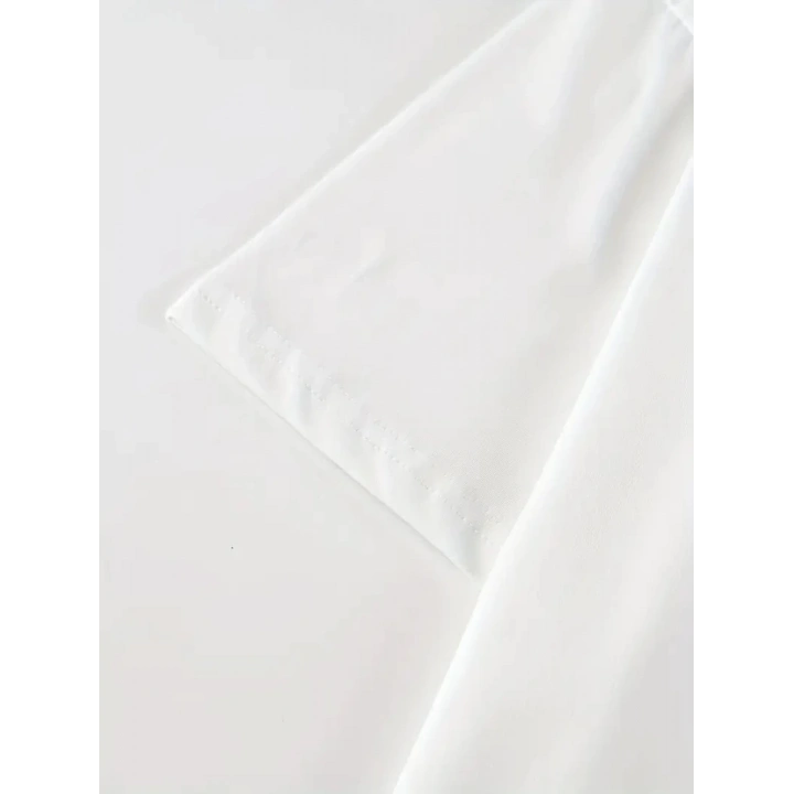 Baskılı Oversize Bisiklet Yaka T-shirt - Beyaz