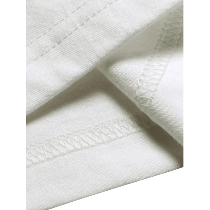 Baskılı Oversize Bisiklet Yaka T-shirt - Beyaz