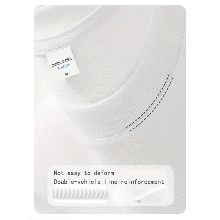 Baskılı Oversize Bisiklet Yaka T-shirt - Beyaz