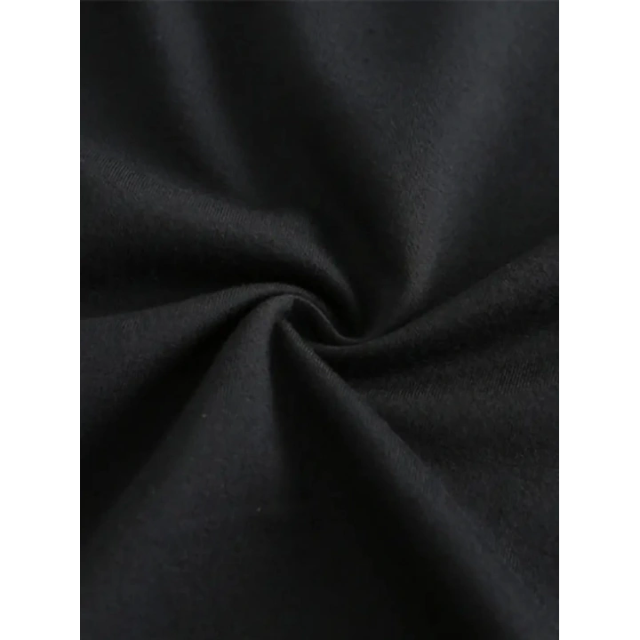 Baskılı Oversize Bisiklet Yaka T-shirt - Siyah