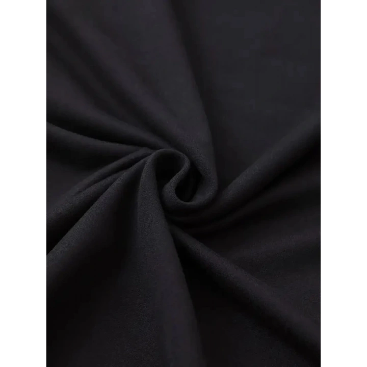 Baskılı Oversize Bisiklet Yaka T-shirt - Siyah