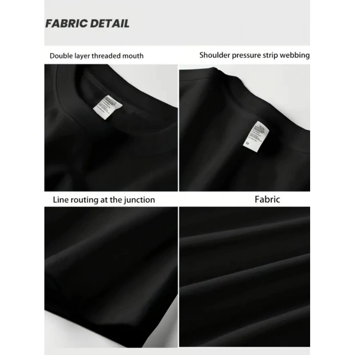 Baskılı Oversize Bisiklet Yaka T-shirt - Siyah