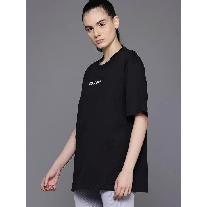 Baskılı Oversize T-shirt - Siyah