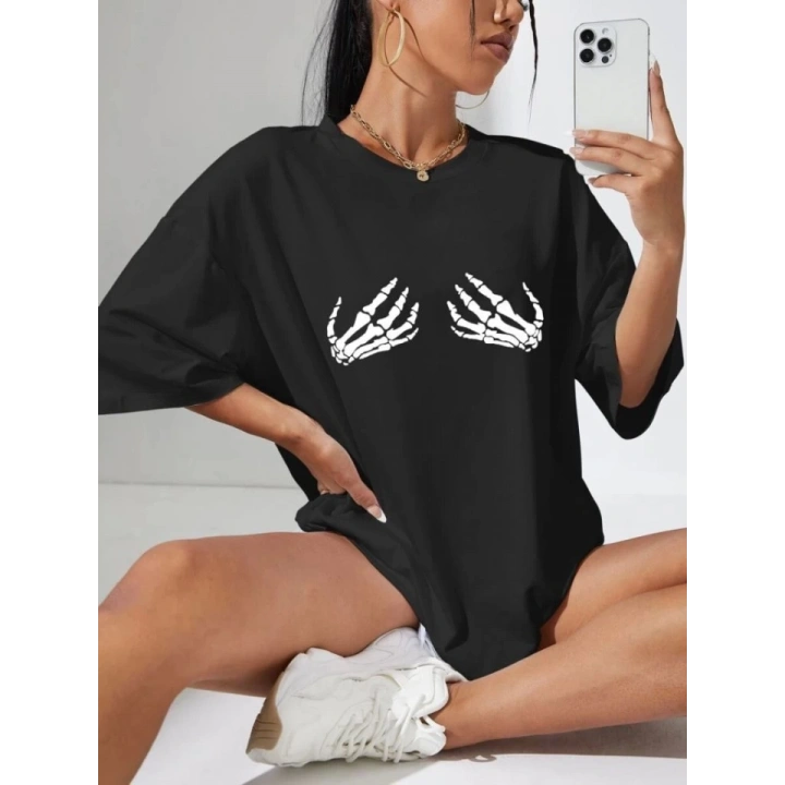 Baskılı T-shirt - Siyah