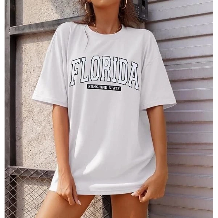 Bisiklet Yaka Baskılı T-shirt - Beyaz