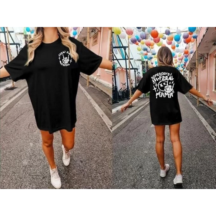 Bisiklet Yaka Baskılı T-shirt - Siyah