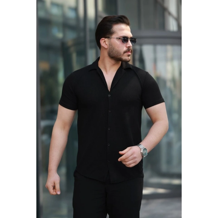 Erkek Kısa Kollu örme Kumaş Pamuklu Gömlek