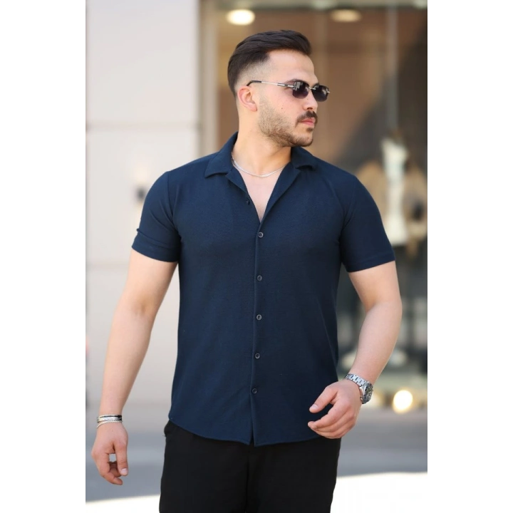 Erkek Kısa Kollu örme Kumaş Pamuklu Gömlek