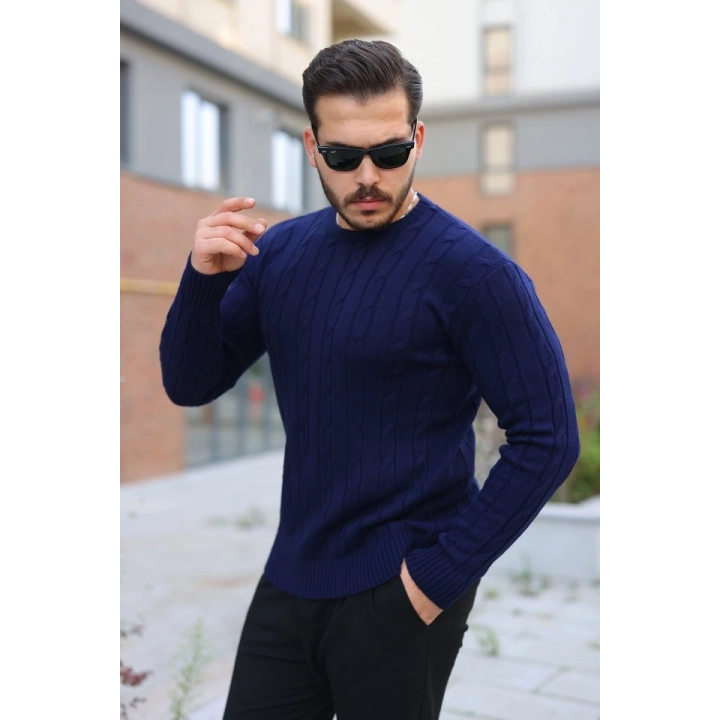 Erkek örgü Desen Bisiklet Yaka Kazak