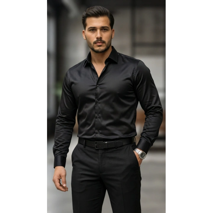 Erkek Saten Klasik Gömlek