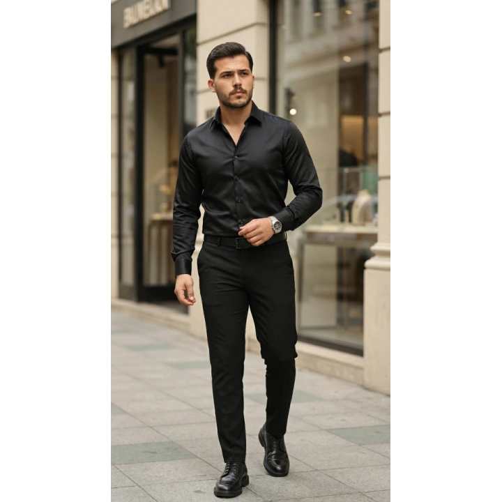 Erkek Saten Klasik Gömlek