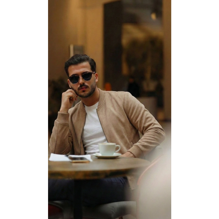 Erkek Scuba Süet Kumaş Bomber Hırka