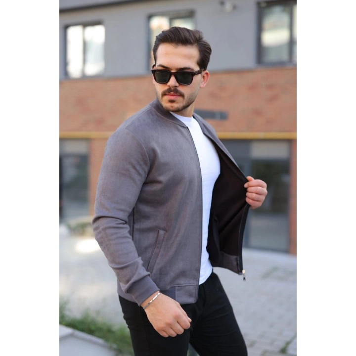 Erkek Scuba Süet Kumaş Bomber Hırka