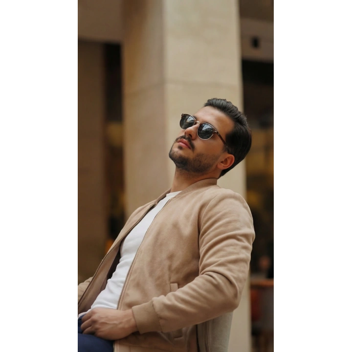 Erkek Scuba Süet Kumaş Bomber Hırka