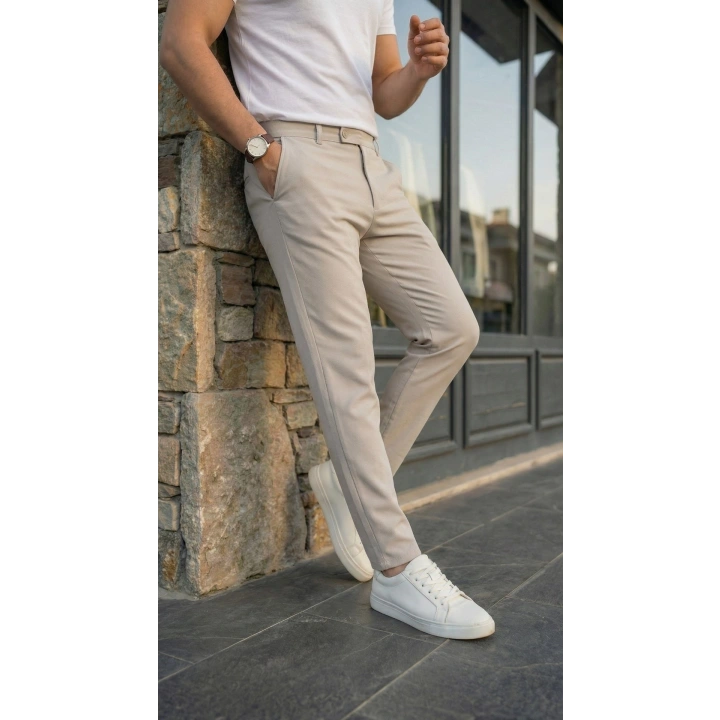 Erkek Slim Fit Dilli Kumaş Pantolon