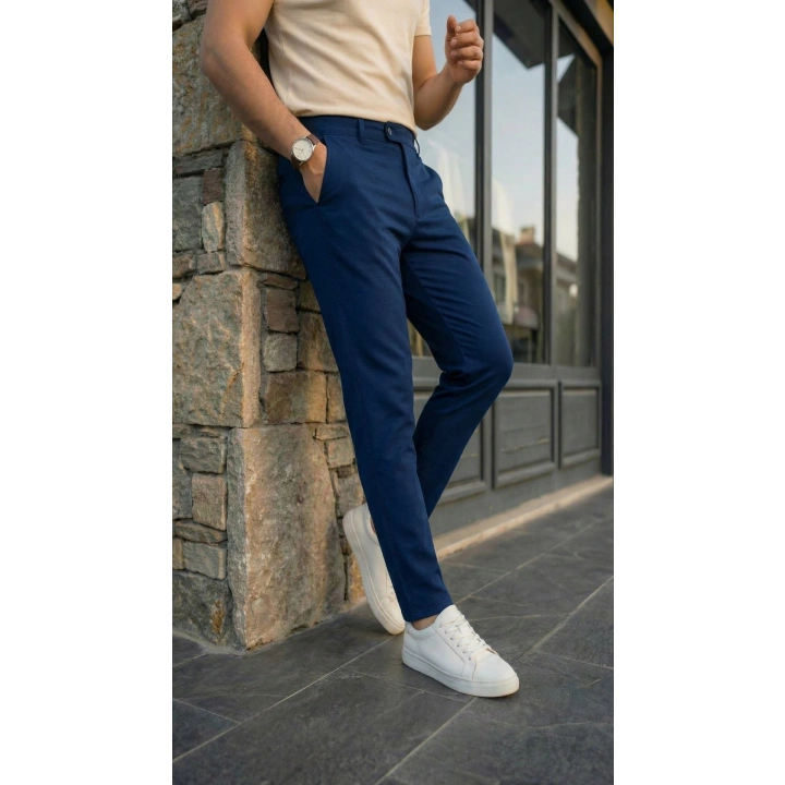 Erkek Slim Fit Dilli Kumaş Pantolon