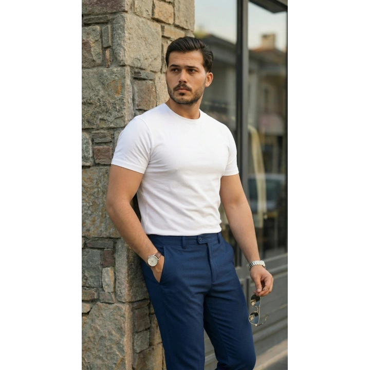 Erkek Slim Fit Dilli Kumaş Pantolon