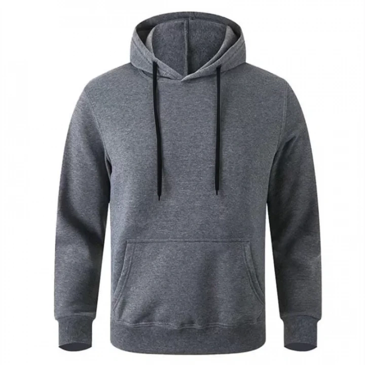 Erkek Uzun Kol Kapşonlu Basic Sweatshirt Hoodie - Füme