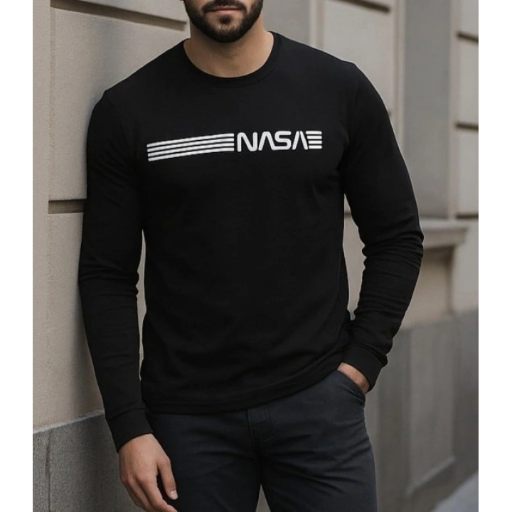 Erkek Uzun Kollu Bisiklet Yaka Viskon Sweat