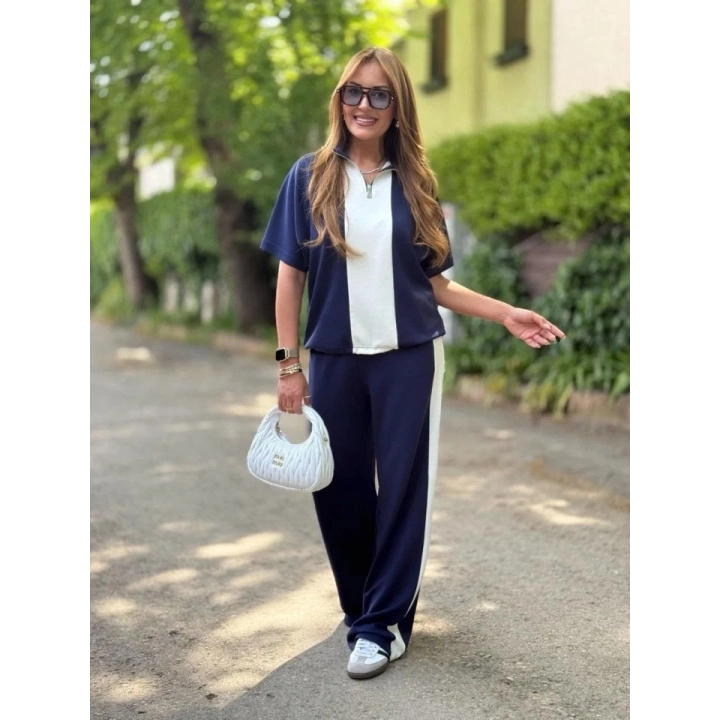 Kadın Modal Kumaş Yakası Fermuarlı şerit Detaylı Takım