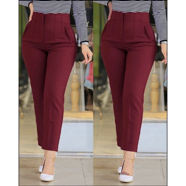 Kadın üste Oturan Paçası Bilek üzerinde Biten Atlas Kumaş Pantolon 36 (S) - 48 (4XL)
