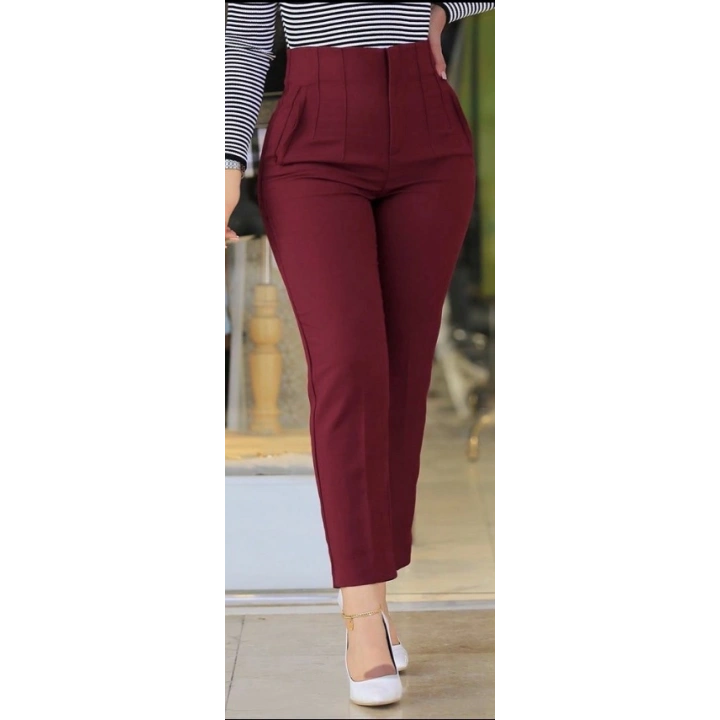Kadın üste Oturan Paçası Bilek üzerinde Biten Atlas Kumaş Pantolon 36 (S) - 48 (4XL)
