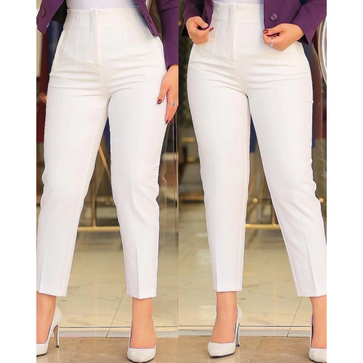 Kadın üste Oturan Paçası Bilek üzerinde Biten Atlas Kumaş Pantolon 36 (S) - 50 (5XL)