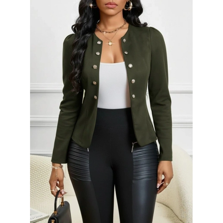 Kadın Uzun Kollu önü Açık Düğmeli Kısa Süet Ceket